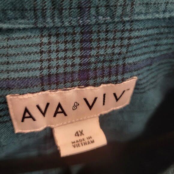 Ava Viv Flannel Plaid Shirt Size 4x plus - Picture 6 of 6